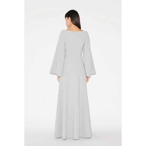Huishan Zhang Clover Gown in Grey Crepe, view 5