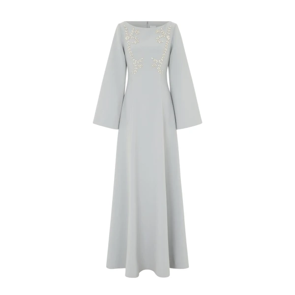 Huishan Zhang Clover Gown in Grey Crepe