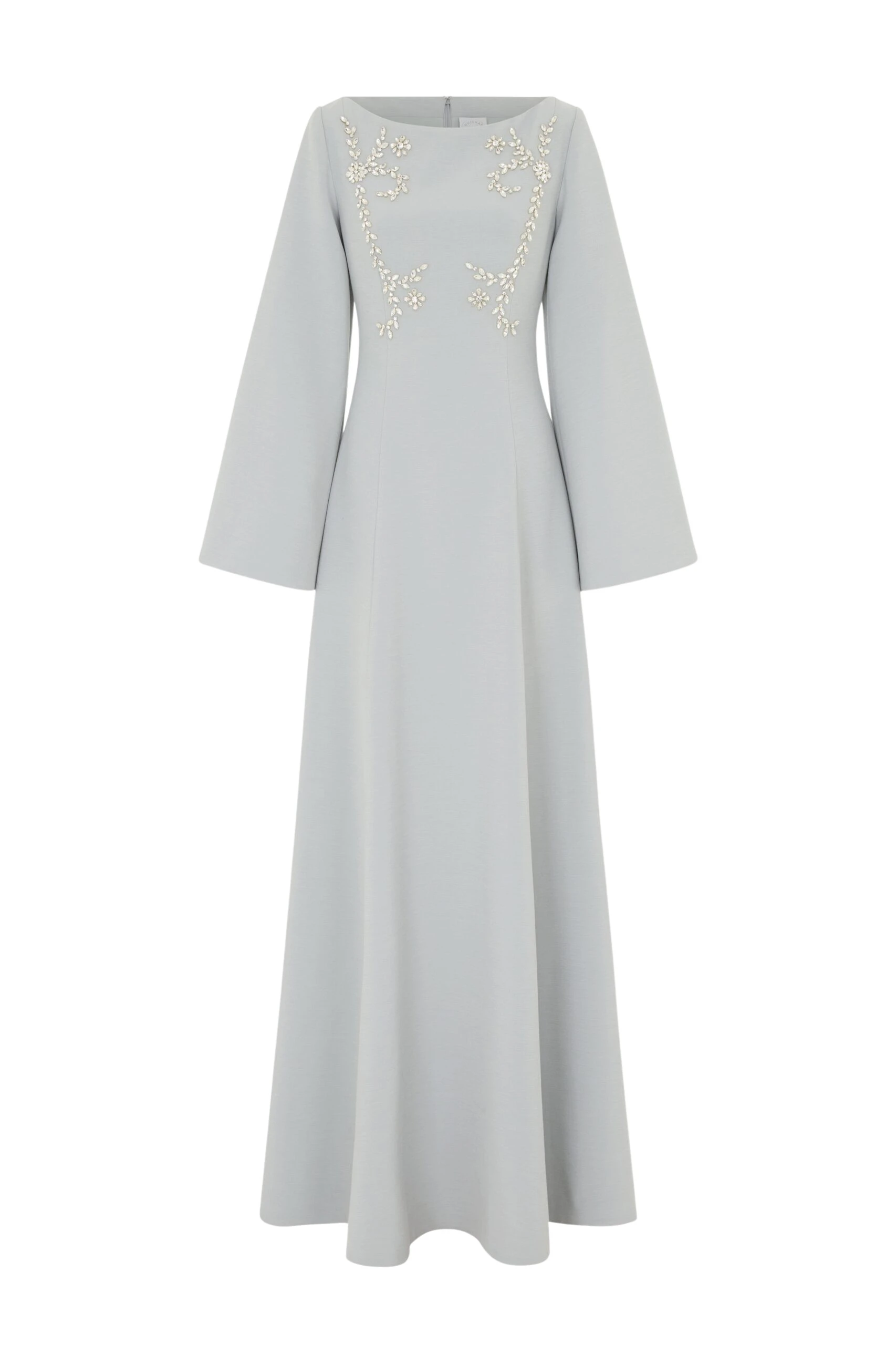 Huishan Zhang Clover Gown in Grey Crepe