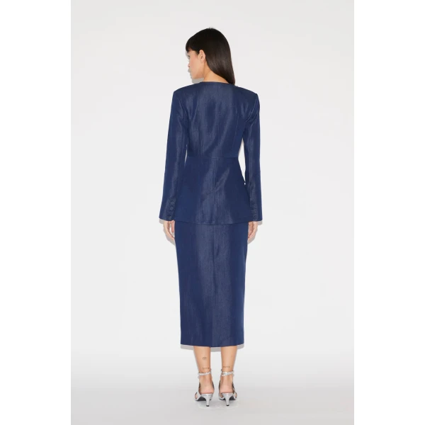 Huishan Zhang Eugenie Skirt in Blue Chambray, view 5