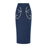 Huishan Zhang Eugenie Skirt in Blue Chambray
