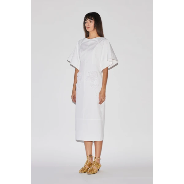 Huishan Zhang Isotta Dress in White Cotton, view 4