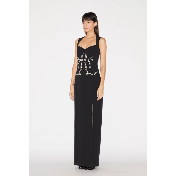 Huishan Zhang Izmara Dress in Black Crepe, view 4