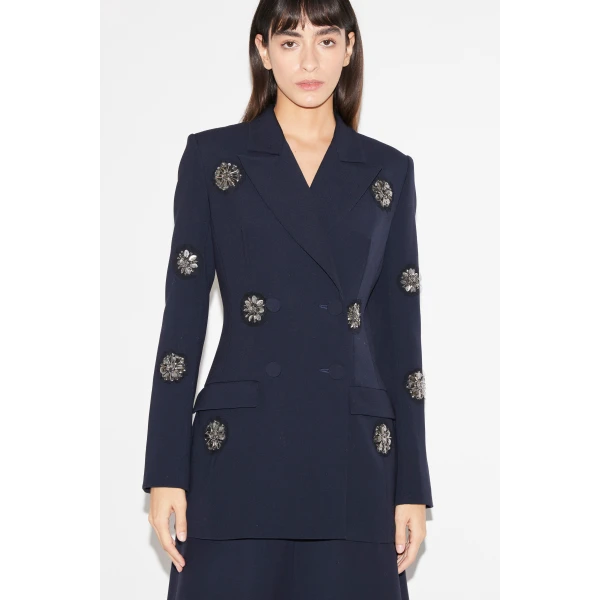 Huishan Zhang Joanne Blazer in Navy Tailoring, view 3
