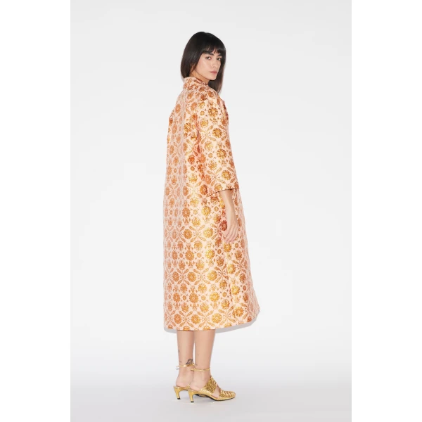Huishan Zhang Liliane Coat in Copper Jacquard, view 4
