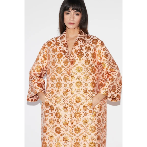 Huishan Zhang Liliane Coat in Copper Jacquard, view 5