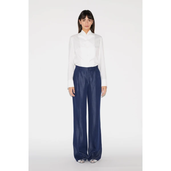 Huishan Zhang Lucian Trousers in Blue Chambray, view 2