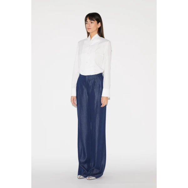 Huishan Zhang Lucian Trousers in Blue Chambray, view 4