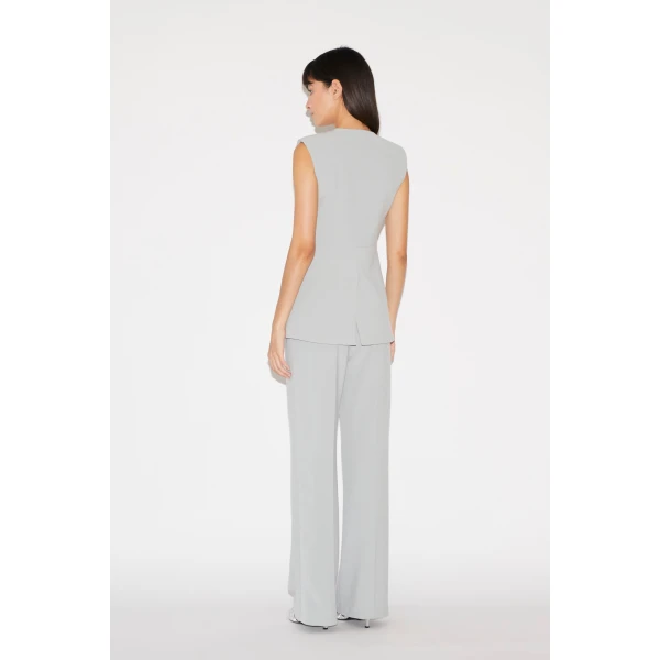 Huishan Zhang Lucian Trousers in Grey Crepe, view 5