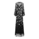 Huishan Zhang Micheline Gown in Black Embellished Tulle