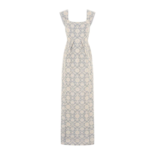 Huishan Zhang Patsy Gown in Grey Jacquard
