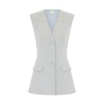 Huishan Zhang Sigrid Jacket in Grey Crepe