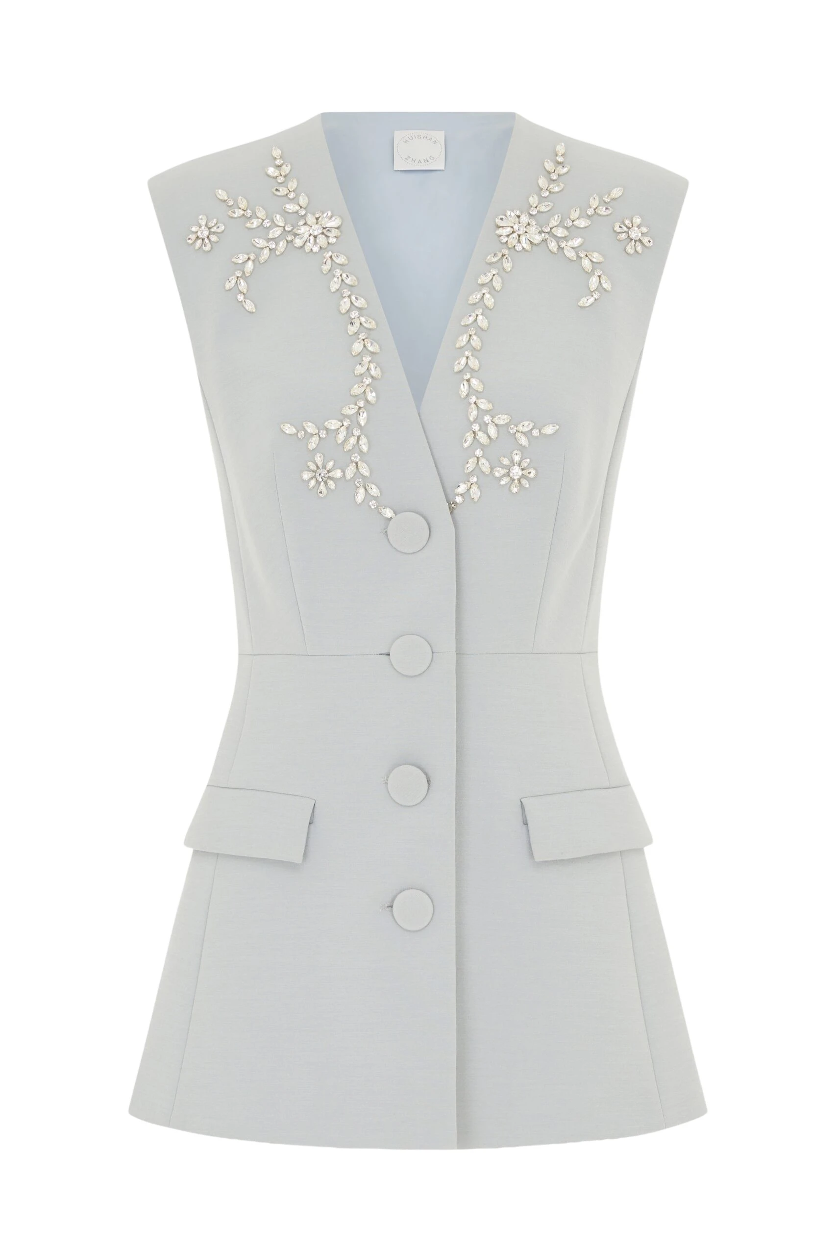Huishan Zhang Sigrid Jacket in Grey Crepe