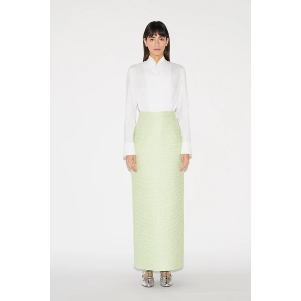 Huishan Zhang Vania Skirt in Pale Green Tweed, view 2