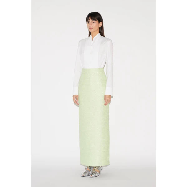 Huishan Zhang Vania Skirt in Pale Green Tweed, view 3