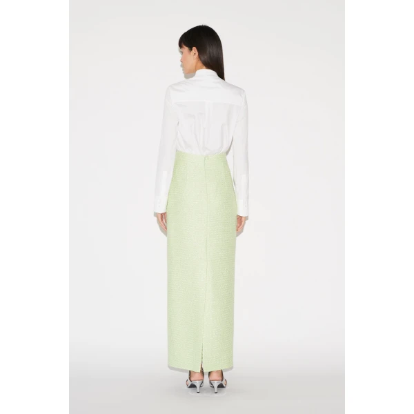 Huishan Zhang Vania Skirt in Pale Green Tweed, view 4