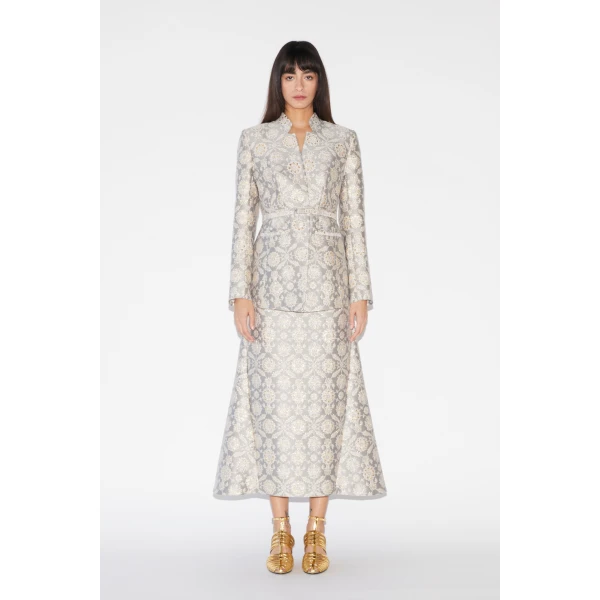 Huishan Zhang Vicky Skirt in Grey Jacquard, view 2