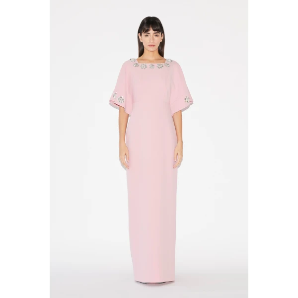 Huishan Zhang Wysteria Dress in Pink Crepe, view 2