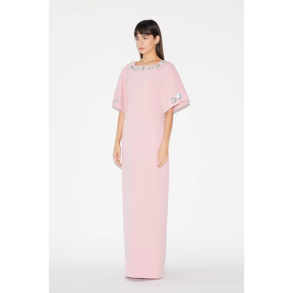 Huishan Zhang Wysteria Dress in Pink Crepe, view 3