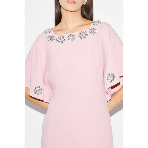Huishan Zhang Wysteria Dress in Pink Crepe, view 5