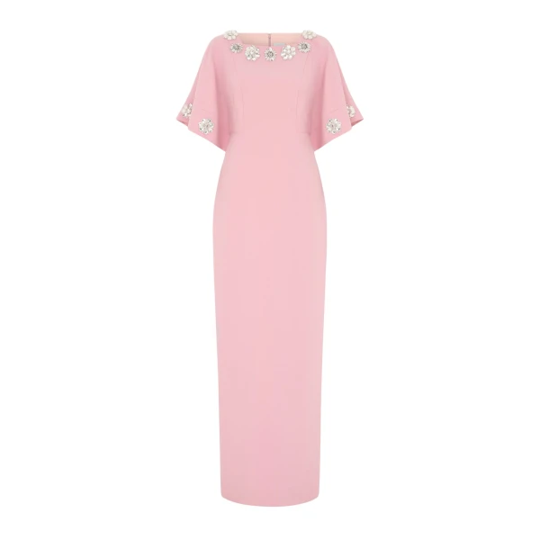 Huishan Zhang Wysteria Dress in Pink Crepe