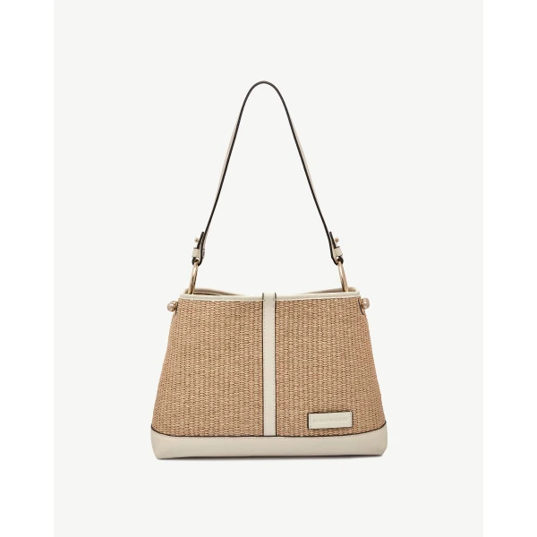 Strathberry Lana Hobo in Vanilla and Natural Raffia, view 2