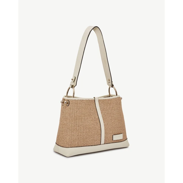 Strathberry Lana Hobo in Vanilla and Natural Raffia, view 3