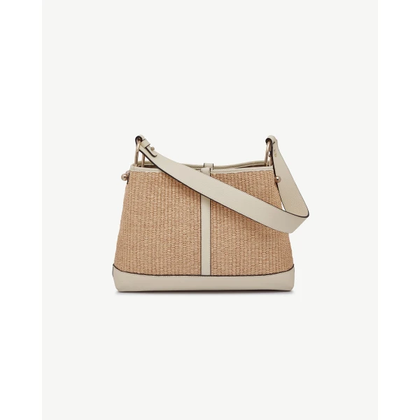 Strathberry Lana Hobo in Vanilla and Natural Raffia, view 4