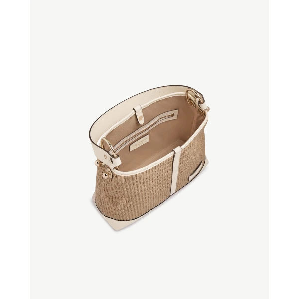 Strathberry Lana Hobo in Vanilla and Natural Raffia, view 6
