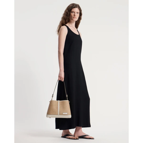 Strathberry Lana Hobo in Vanilla and Natural Raffia, view 8