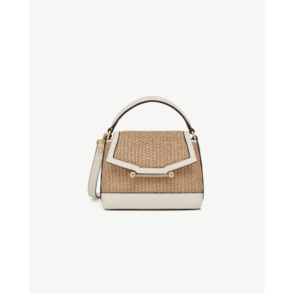 Strathberry Mosaic Nano in Vanilla and Natural Raffia, view 2
