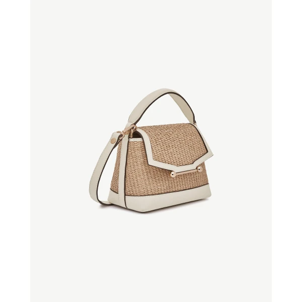 Strathberry Mosaic Nano in Vanilla and Natural Raffia, view 3
