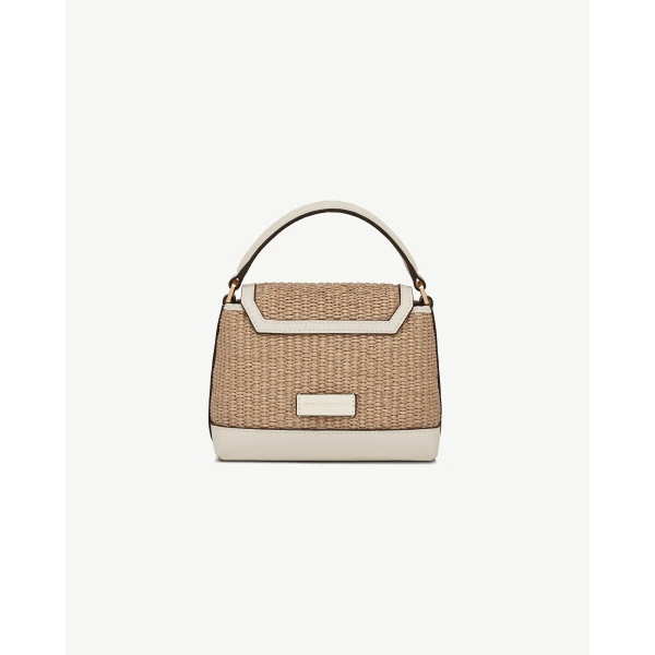 Strathberry Mosaic Nano in Vanilla and Natural Raffia, view 4