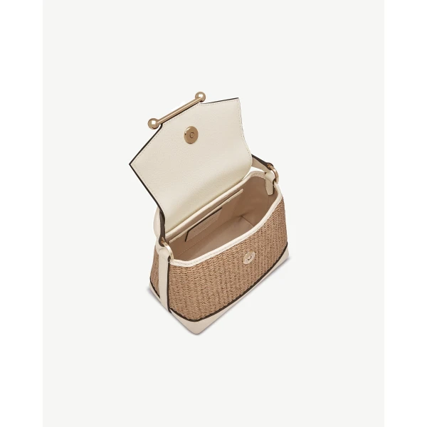 Strathberry Mosaic Nano in Vanilla and Natural Raffia, view 5