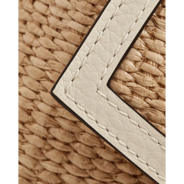 Strathberry Mosaic Nano in Vanilla and Natural Raffia, view 7