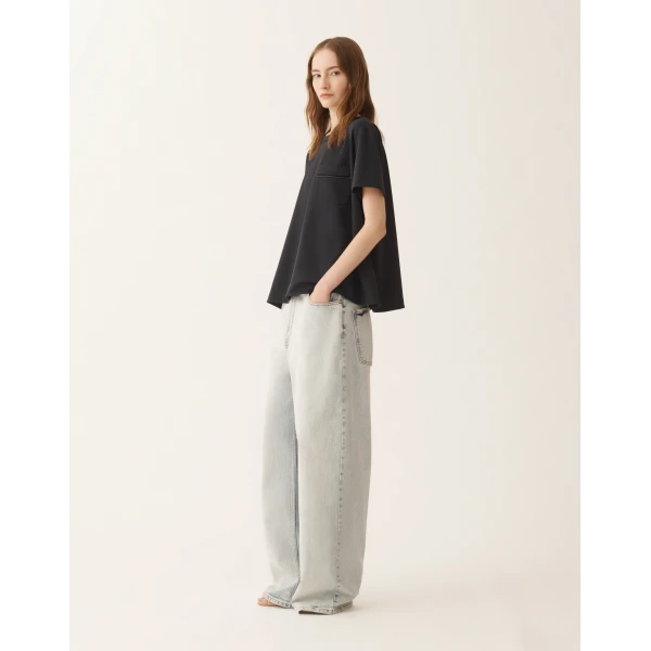 Fabiana Filippi Night Blue Jersey T-shirt Top, view 2