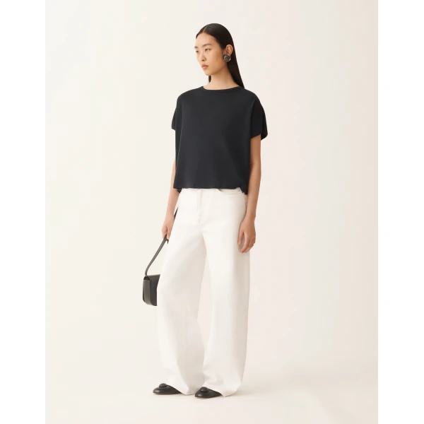 Fabiana Filippi Night Blue Jersey T-shirt in Midnight Blue Top, view 2