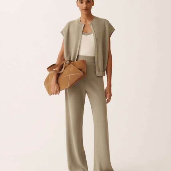 Fabiana Filippi Jersey Tank Top in Butter and Khaki, view 2