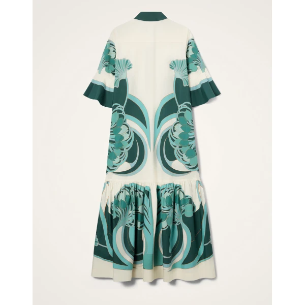 La DoubleJ Artemis Dress in Blooming Tulip Placée Dark Green, view 6