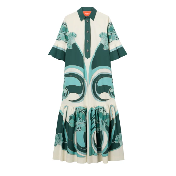 La DoubleJ Artemis Dress in Blooming Tulip Placée Dark Green