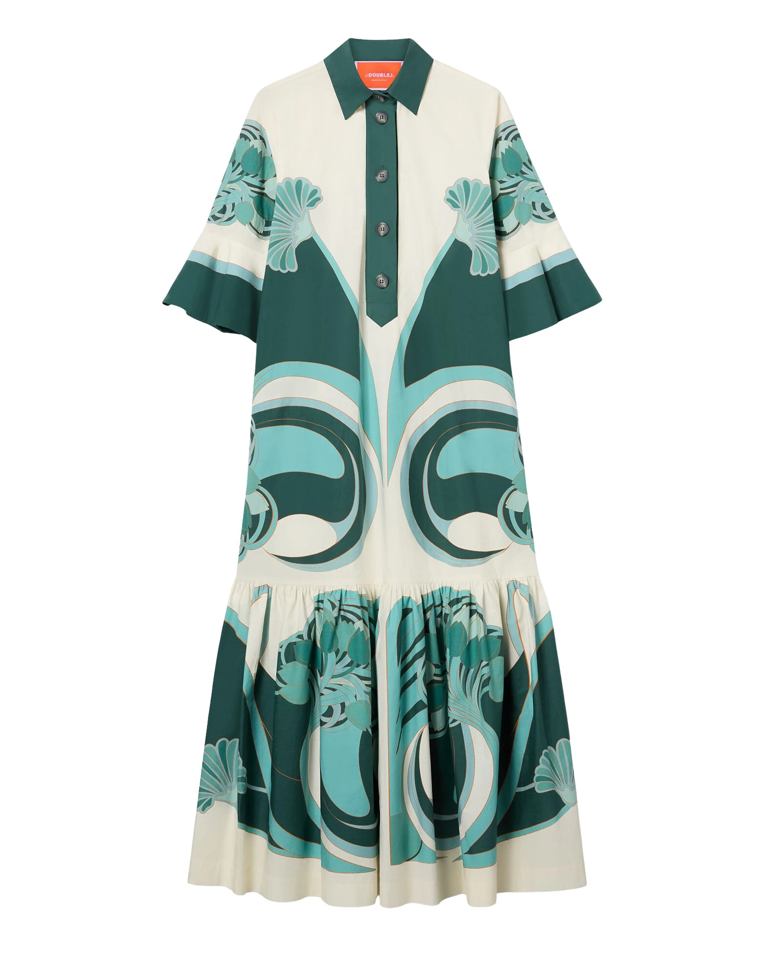 La DoubleJ Artemis Dress in Blooming Tulip Placée Dark Green