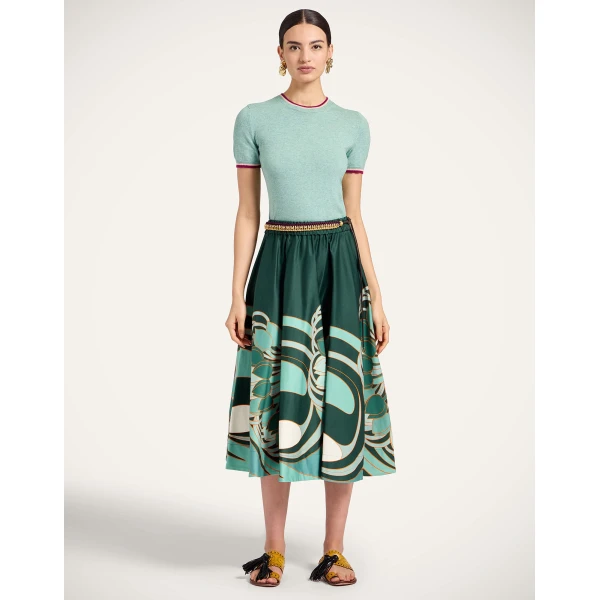 La DoubleJ Ballerina Skirt in Blooming Tulip Placée Dark Green, view 2
