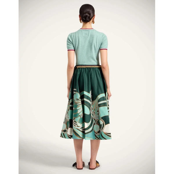 La DoubleJ Ballerina Skirt in Blooming Tulip Placée Dark Green, view 3
