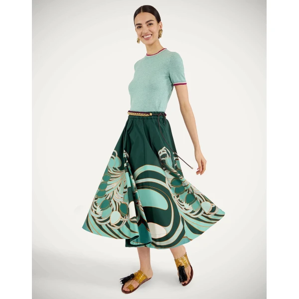 La DoubleJ Ballerina Skirt in Blooming Tulip Placée Dark Green, view 4