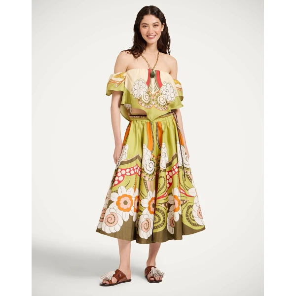 La DoubleJ Ballerina Skirt in Dragonfly Placée Green, view 2