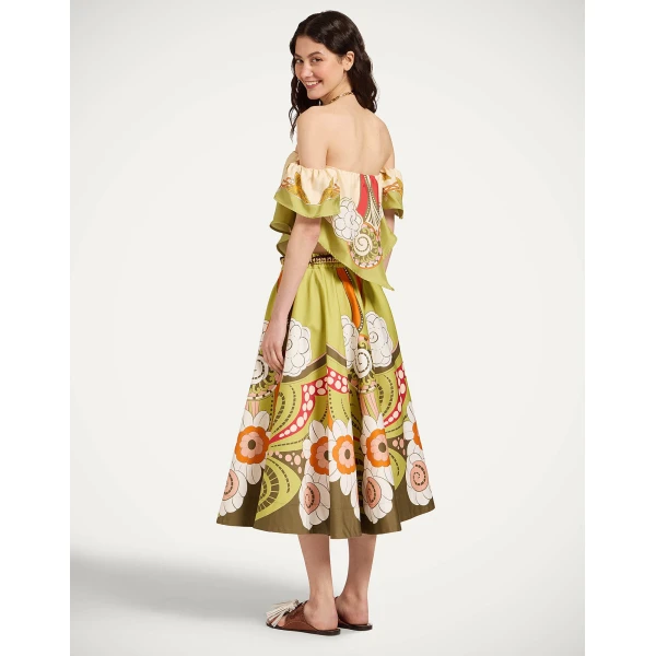 La DoubleJ Ballerina Skirt in Dragonfly Placée Green, view 3