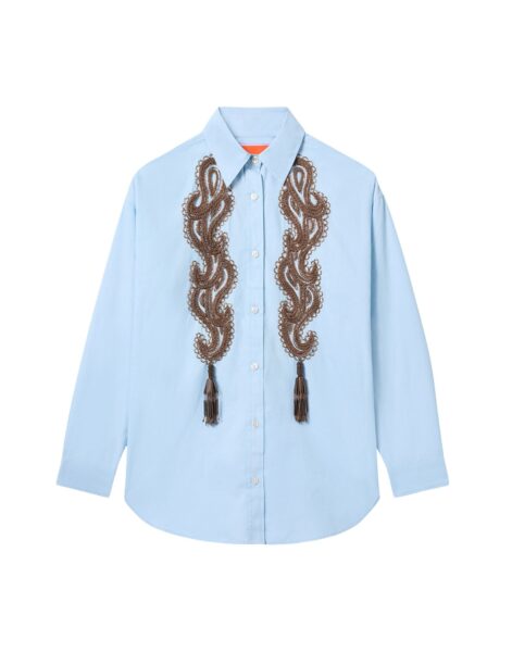 La DoubleJ Better Than Your Boyfriend's Shirt in Solid Light Blue - Tops - Milanese Maximalist Fashion at Luxury Shoes 