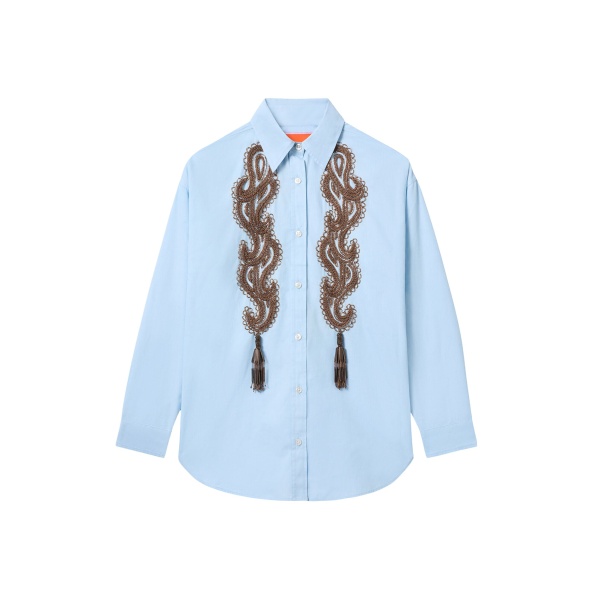 La DoubleJ Better Than Your Boyfriend's Shirt in Solid Light Blue - Tops - Milanese Maximalist Fashion at Luxury Shoes 