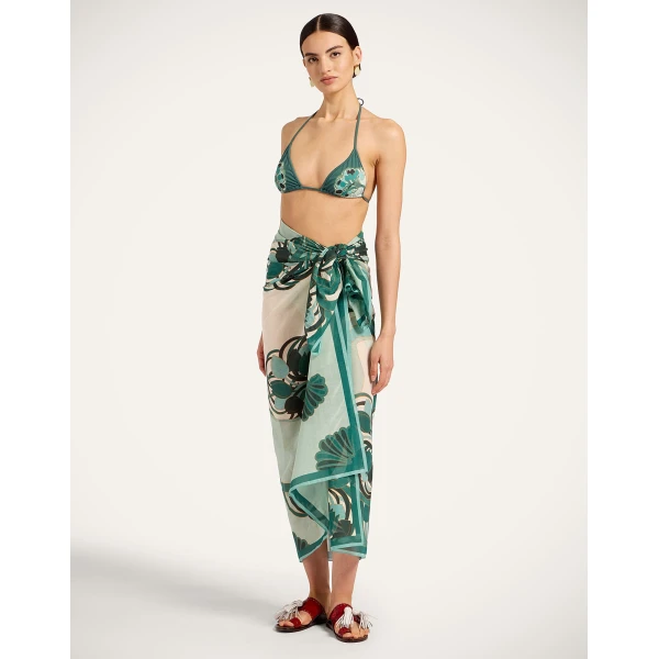 La DoubleJ Bikini Top in Blooming Tulip Placée Mint, view 4