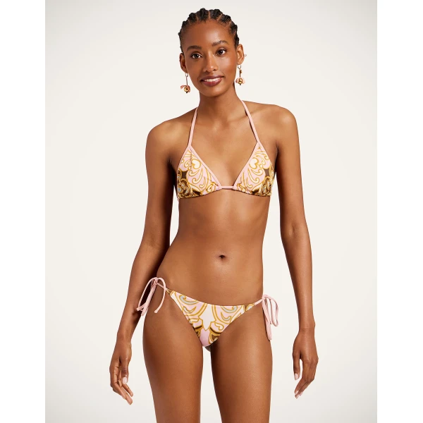 La DoubleJ Bikini Top in Cocoon Placée Pink, view 2